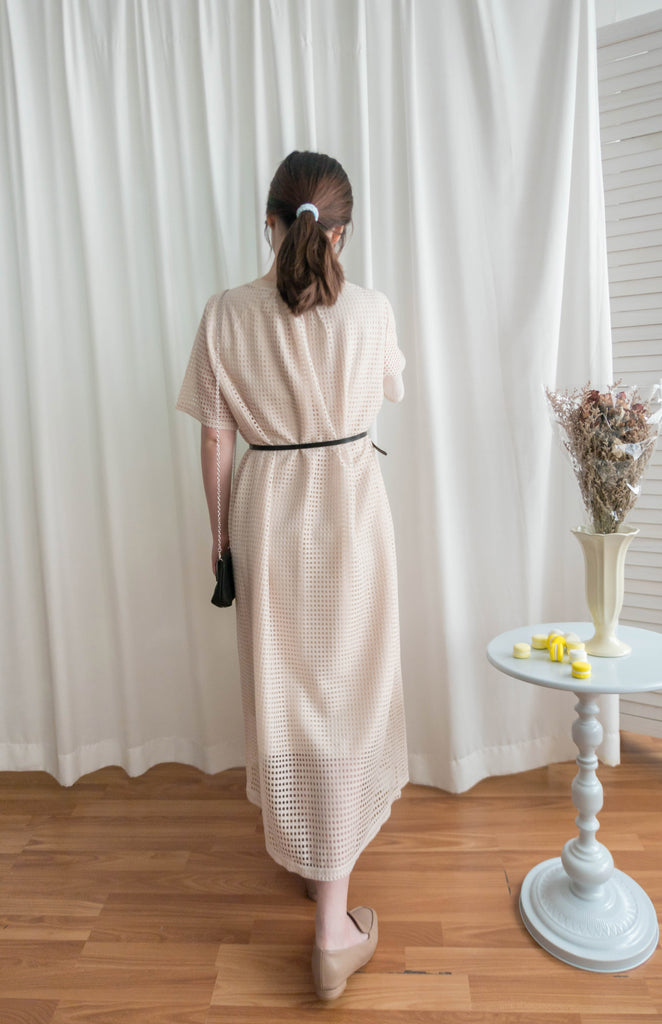 (售完即止款) Hollow 鏤空格仔設計連身長裙(連裡布), Dress/ DS9320 (black sold out)