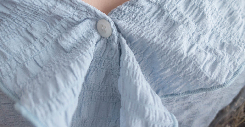 Ruffle Lady 荷葉邊仙氣短帶露肩上衣 ,Blouse/ BU8962 (lightblue sold out)