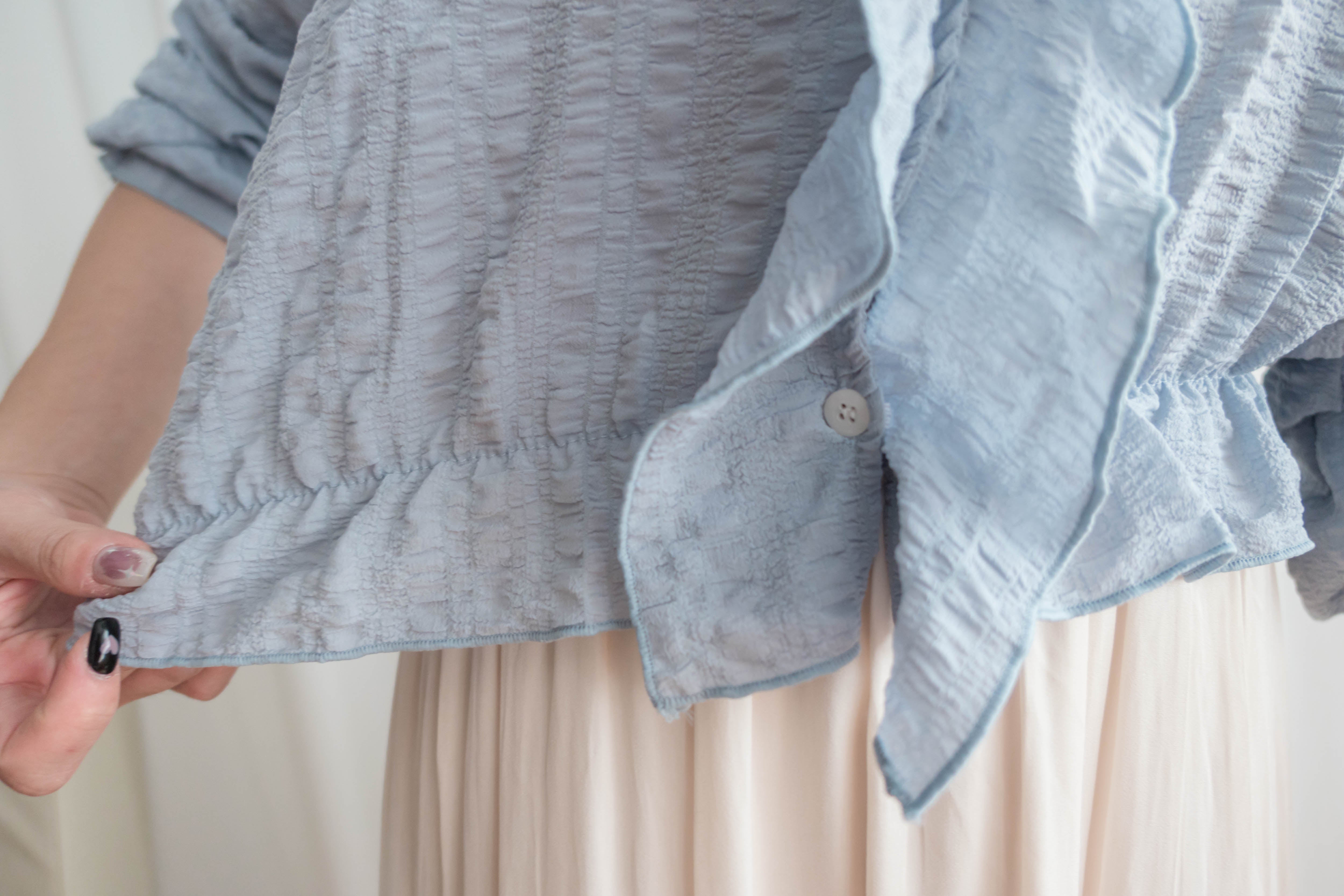 Ruffle Lady 荷葉邊仙氣短帶露肩上衣 ,Blouse/ BU8962 (lightblue sold out)