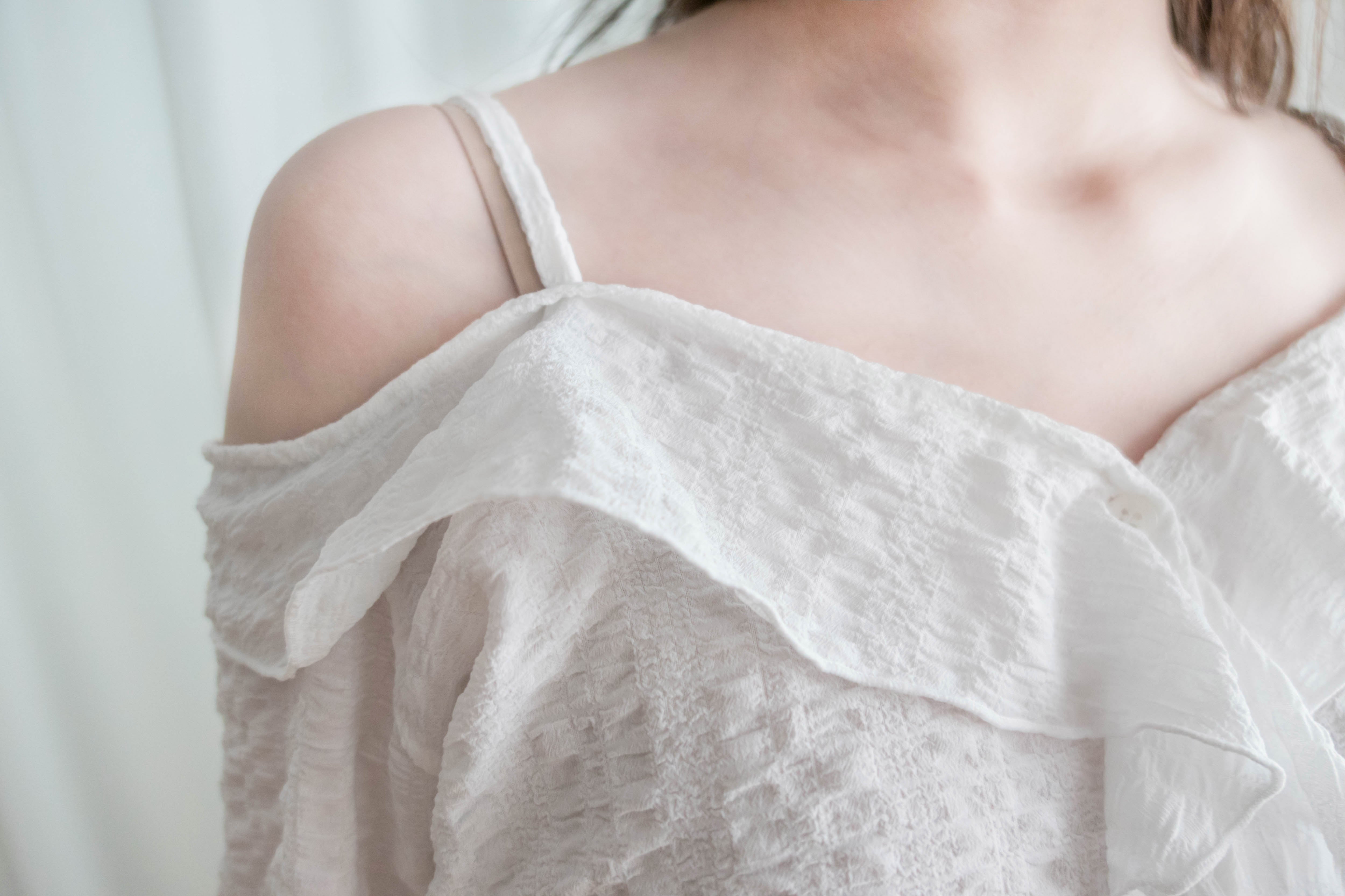 Ruffle Lady 荷葉邊仙氣短帶露肩上衣 ,Blouse/ BU8962 (lightblue sold out)