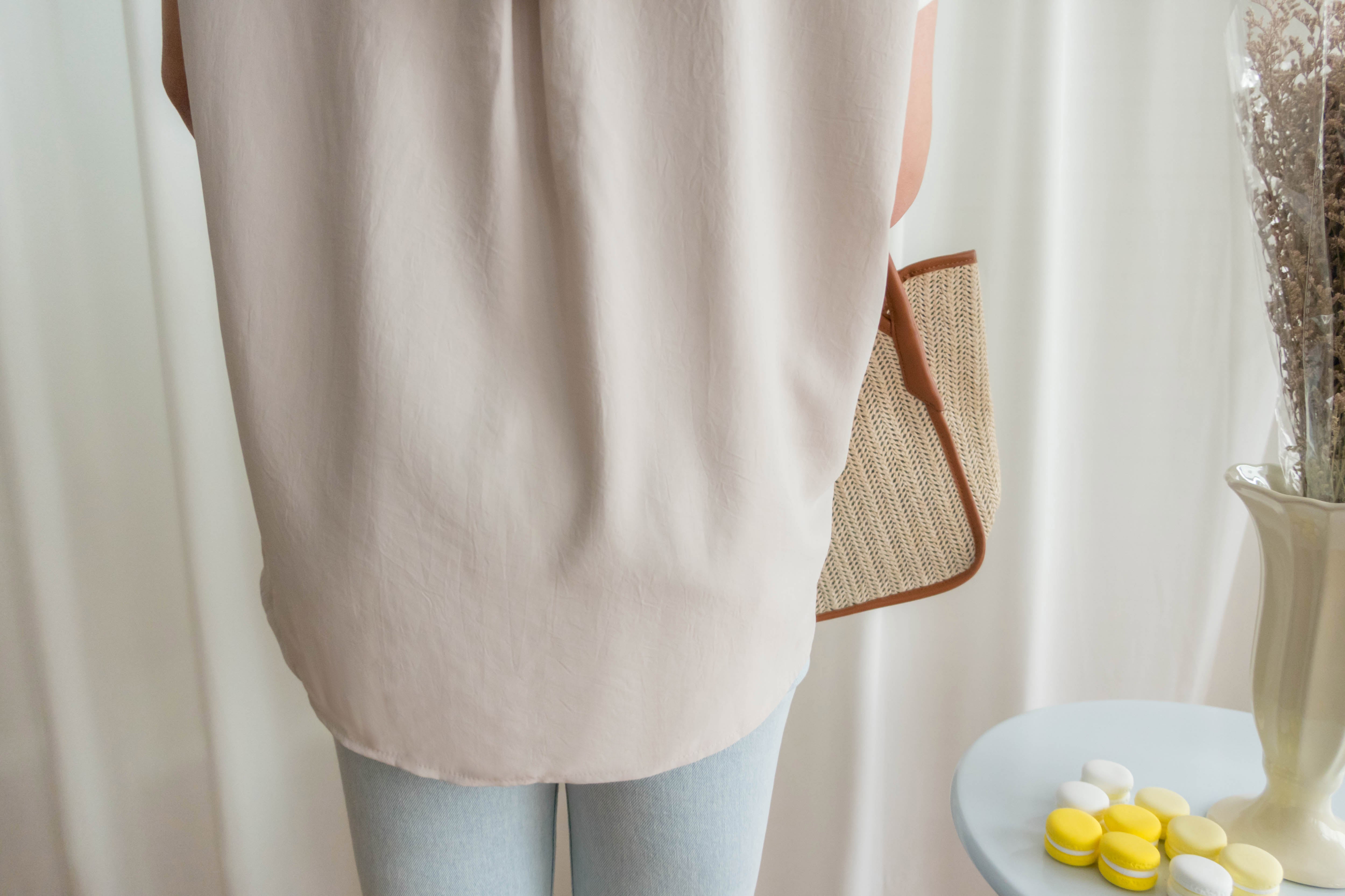 Chiffon SweaterShirt 雙拼色不規則設計雪紡衛衣, Blouse/ TP8890 (beige sold out)