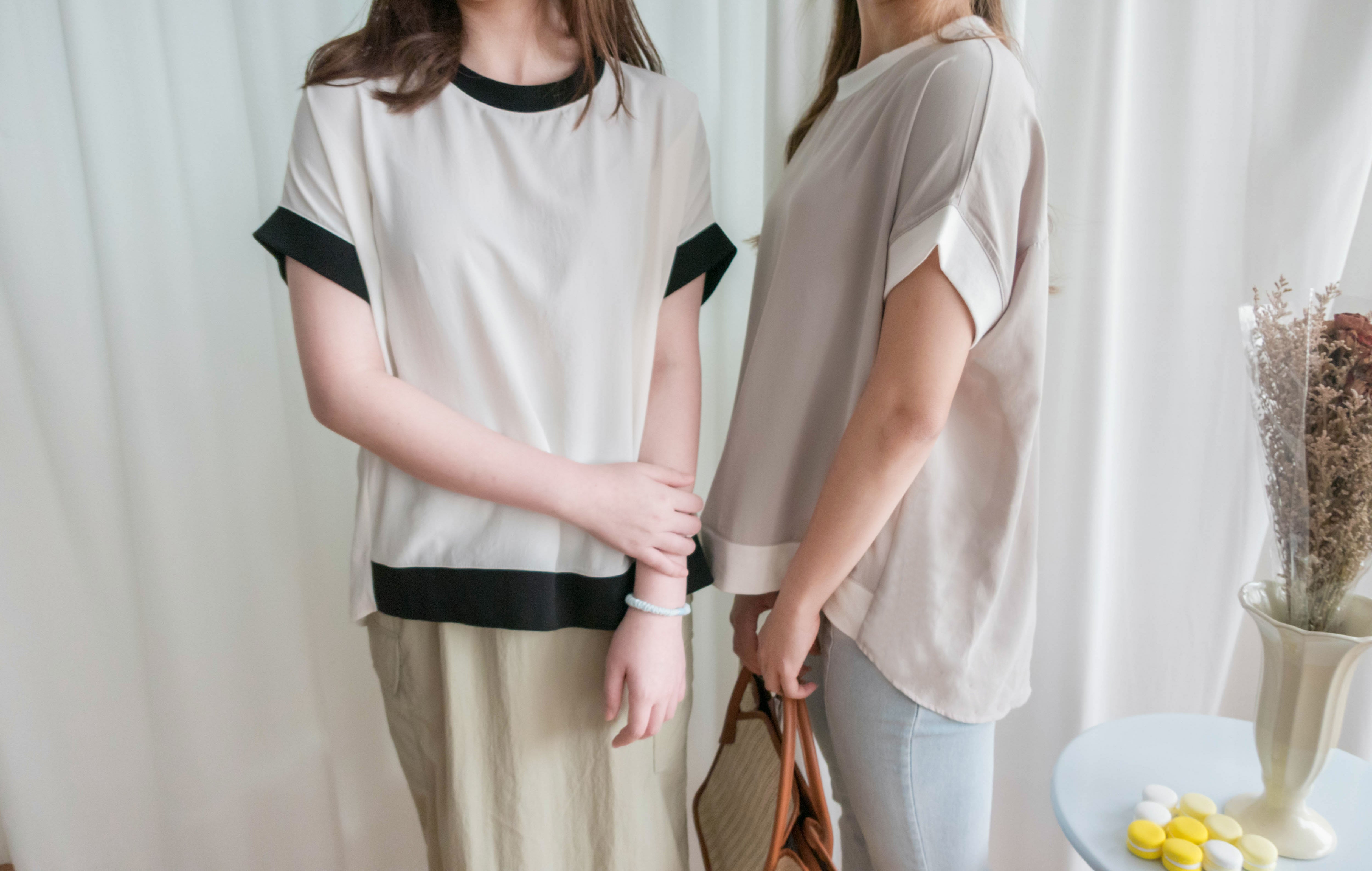Chiffon SweaterShirt 雙拼色不規則設計雪紡衛衣, Blouse/ TP8890 (beige sold out)