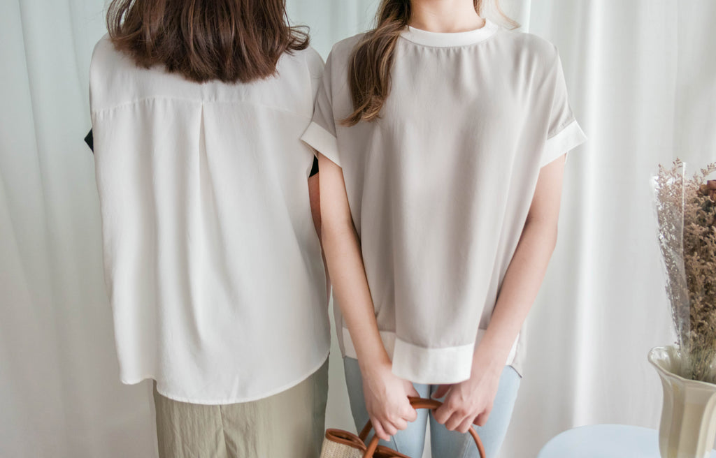 Chiffon SweaterShirt 雙拼色不規則設計雪紡衛衣, Blouse/ TP8890 (beige sold out)