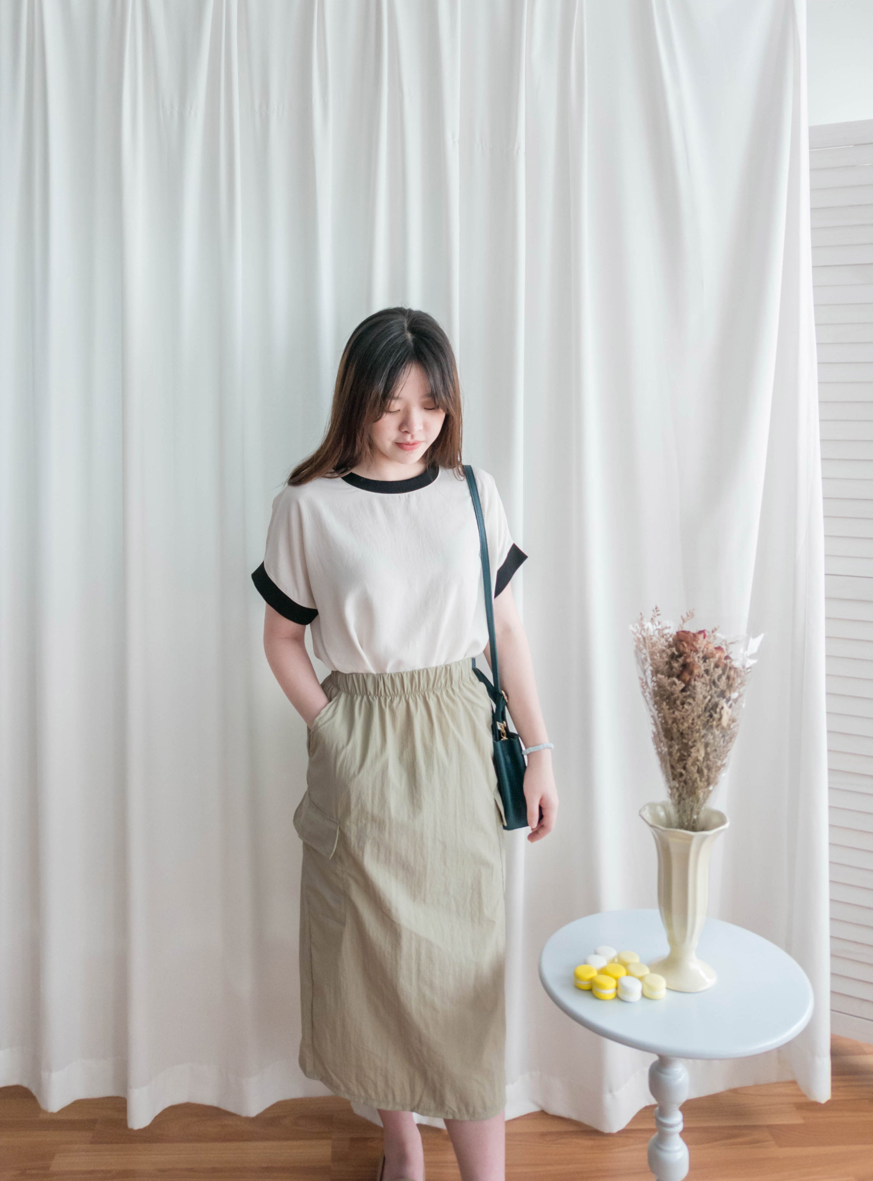 Avocado 牛油果綠色側袋工裝後開叉半身裙, Skirt/ SK8736