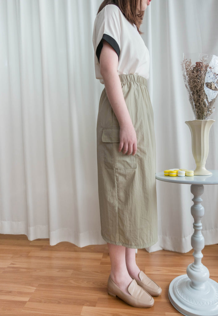 Avocado 牛油果綠色側袋工裝後開叉半身裙, Skirt/ SK8736