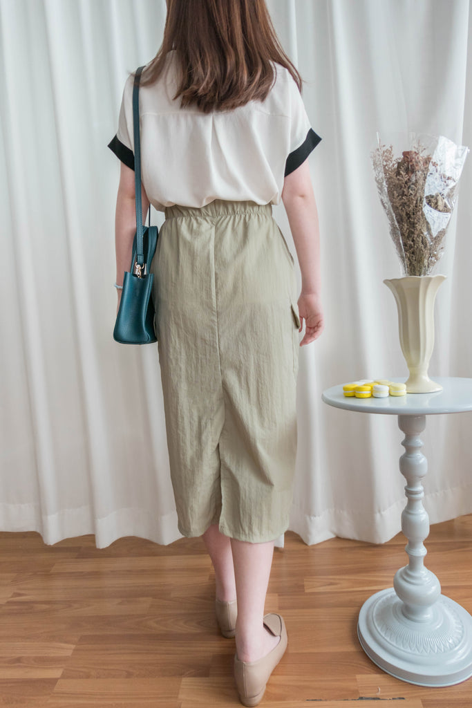 Avocado 牛油果綠色側袋工裝後開叉半身裙, Skirt/ SK8736