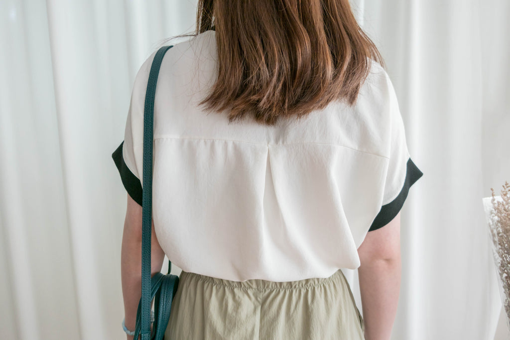 Chiffon SweaterShirt 雙拼色不規則設計雪紡衛衣, Blouse/ TP8890 (beige sold out)