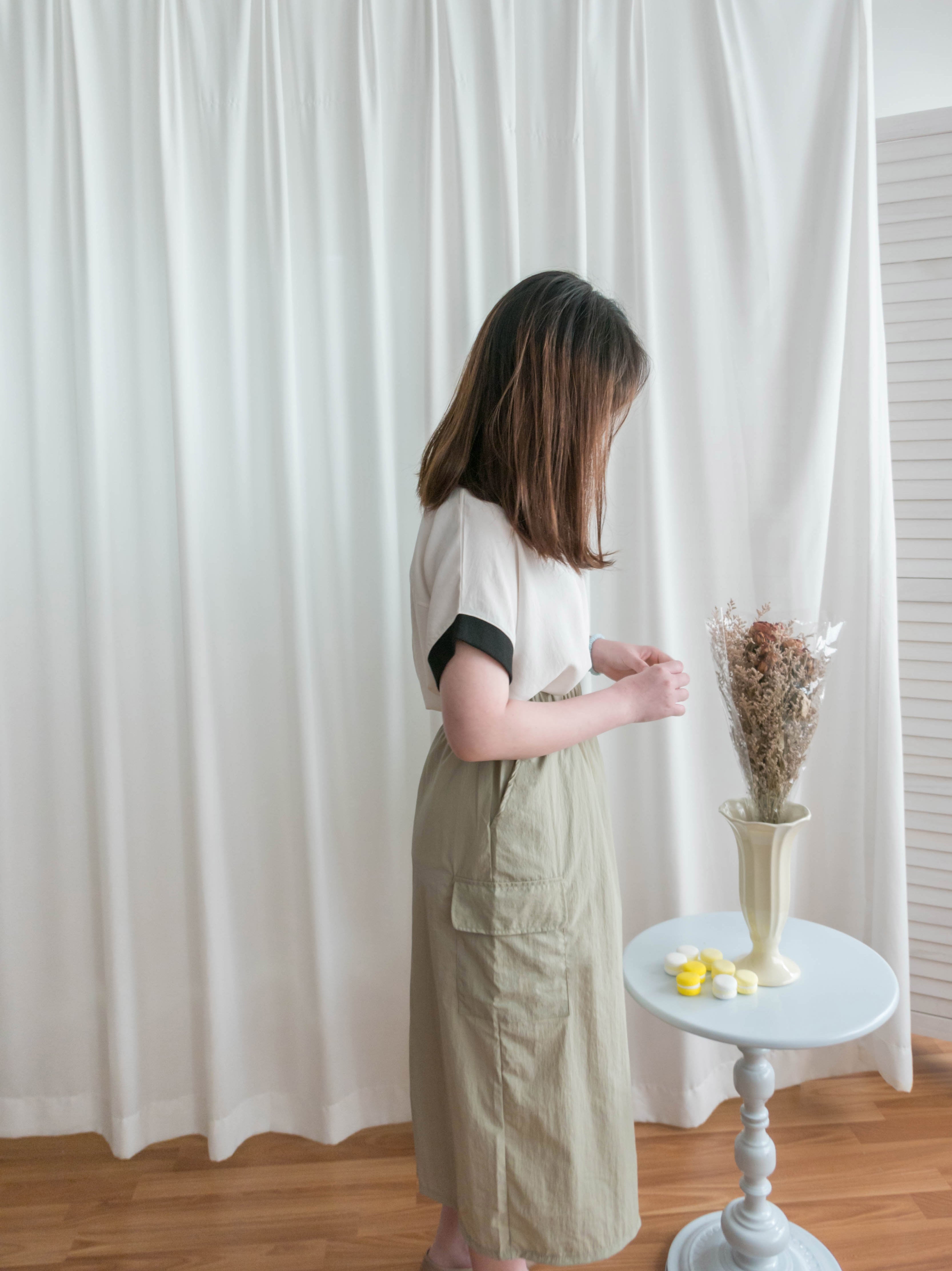 Avocado 牛油果綠色側袋工裝後開叉半身裙, Skirt/ SK8736