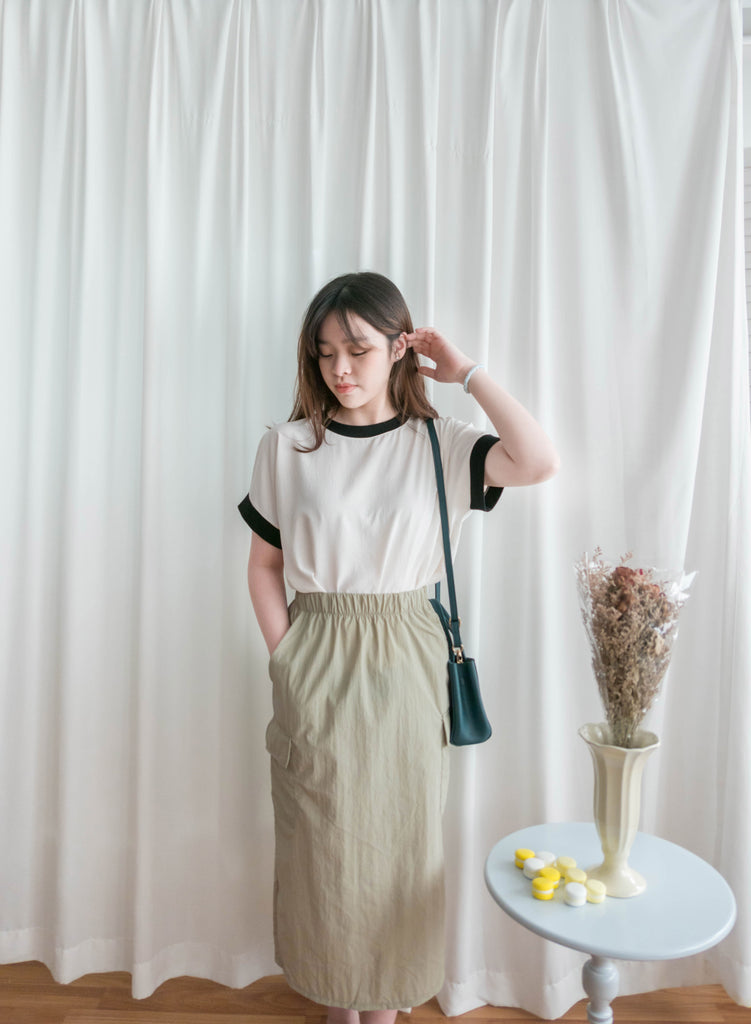 Avocado 牛油果綠色側袋工裝後開叉半身裙, Skirt/ SK8736