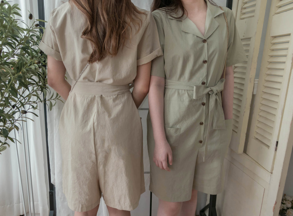 Besties 隨性反領修腰側口袋連身褲, Jumpsuit/ DS9313 (beige sold out)