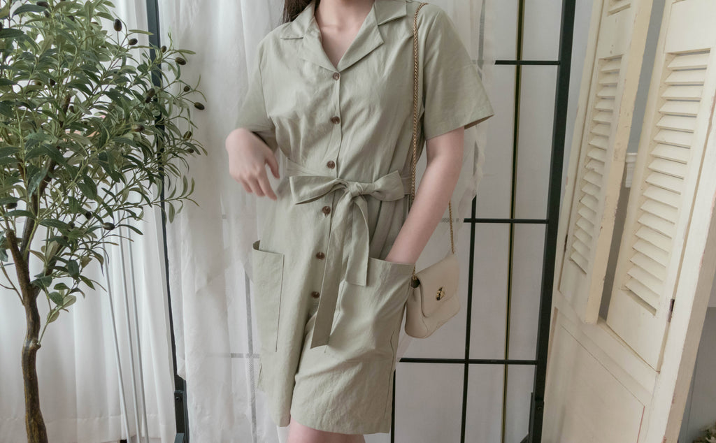Besties 隨性反領修腰側口袋連身褲, Jumpsuit/ DS9313 (beige sold out)