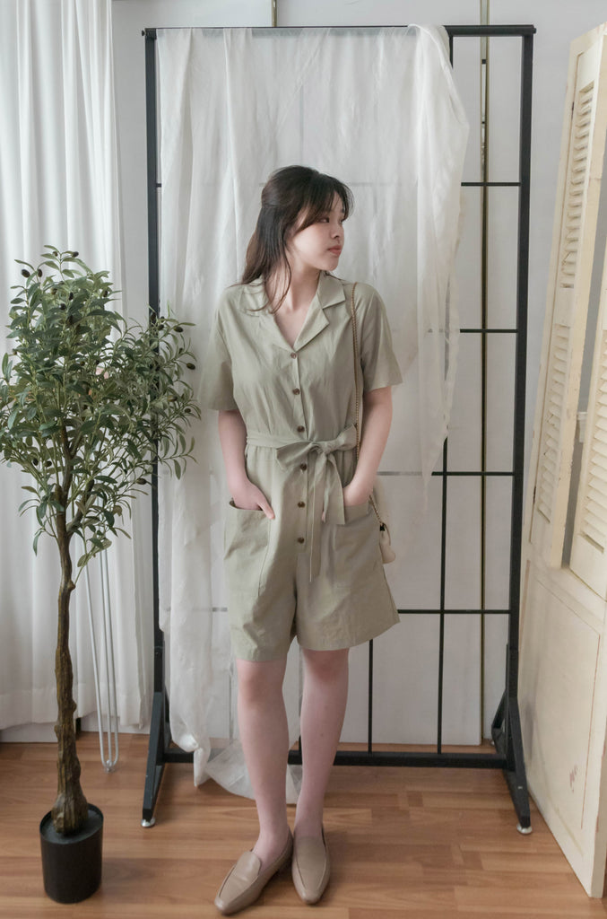 Besties 隨性反領修腰側口袋連身褲, Jumpsuit/ DS9313 (beige sold out)