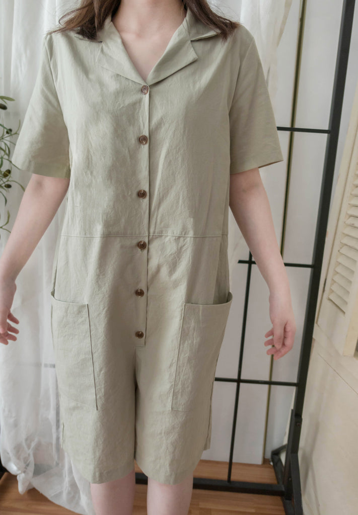 Besties 隨性反領修腰側口袋連身褲, Jumpsuit/ DS9313 (beige sold out)