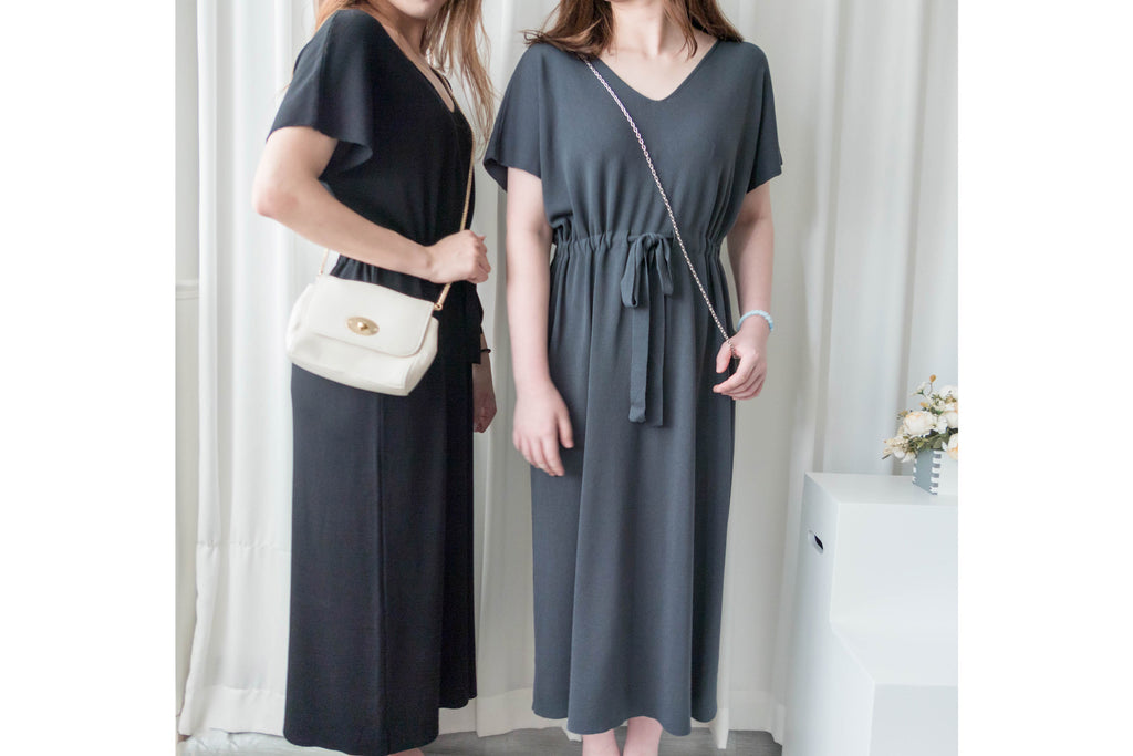 (售完即止款) Knit V領線料彈性氣質修腰溫柔連身裙, Dress/ DS9322 (Steelblue sold out)