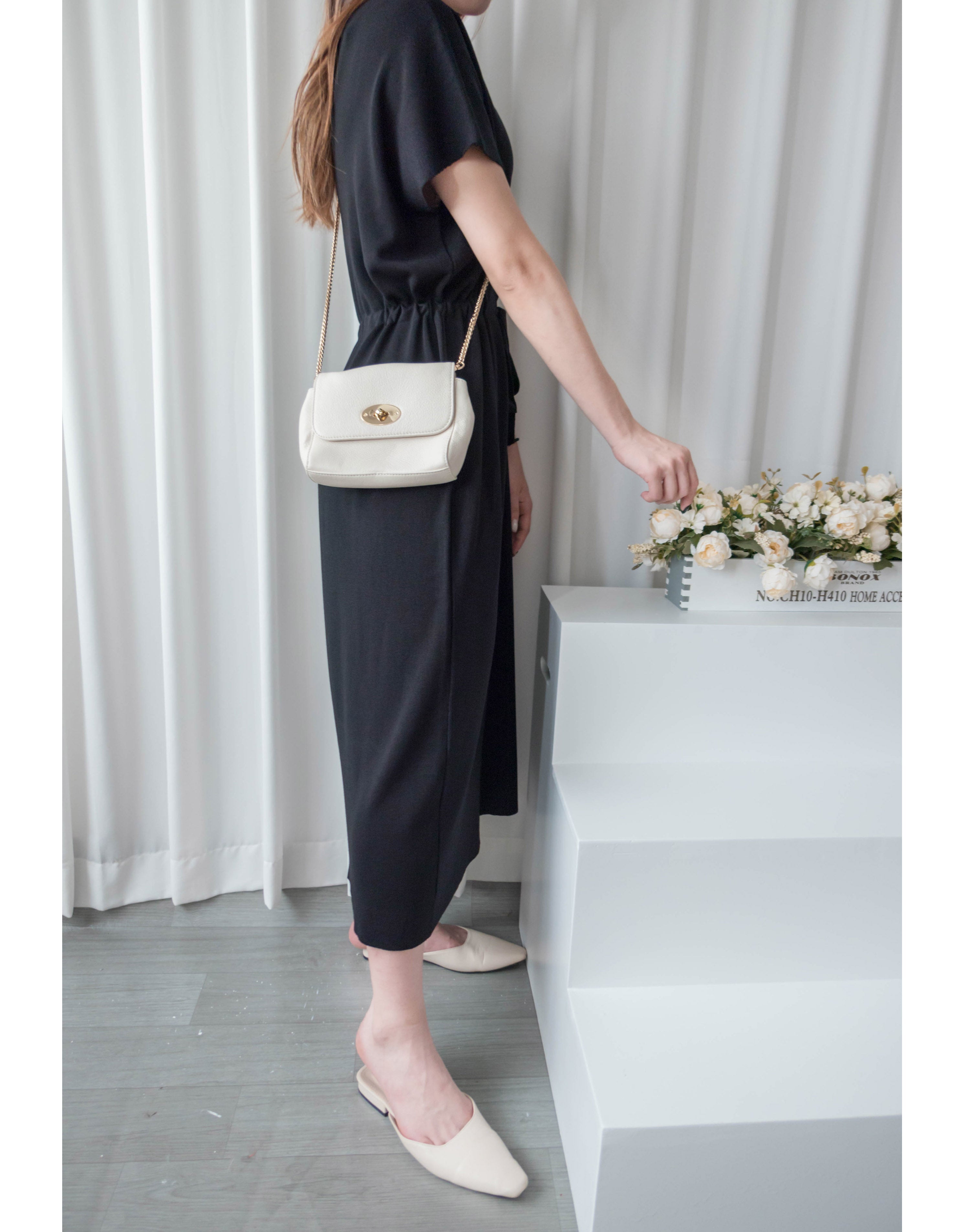 (售完即止款) Knit V領線料彈性氣質修腰溫柔連身裙, Dress/ DS9322 (Steelblue sold out)