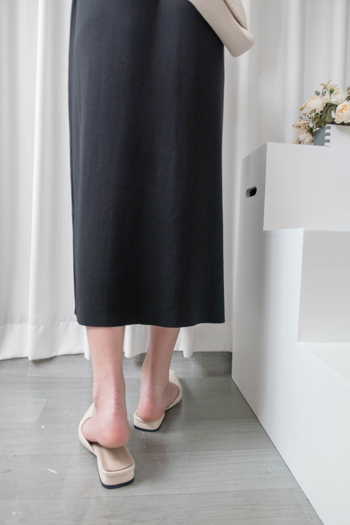 (售完即止款) Knit V領線料彈性氣質修腰溫柔連身裙, Dress/ DS9322 (Steelblue sold out)