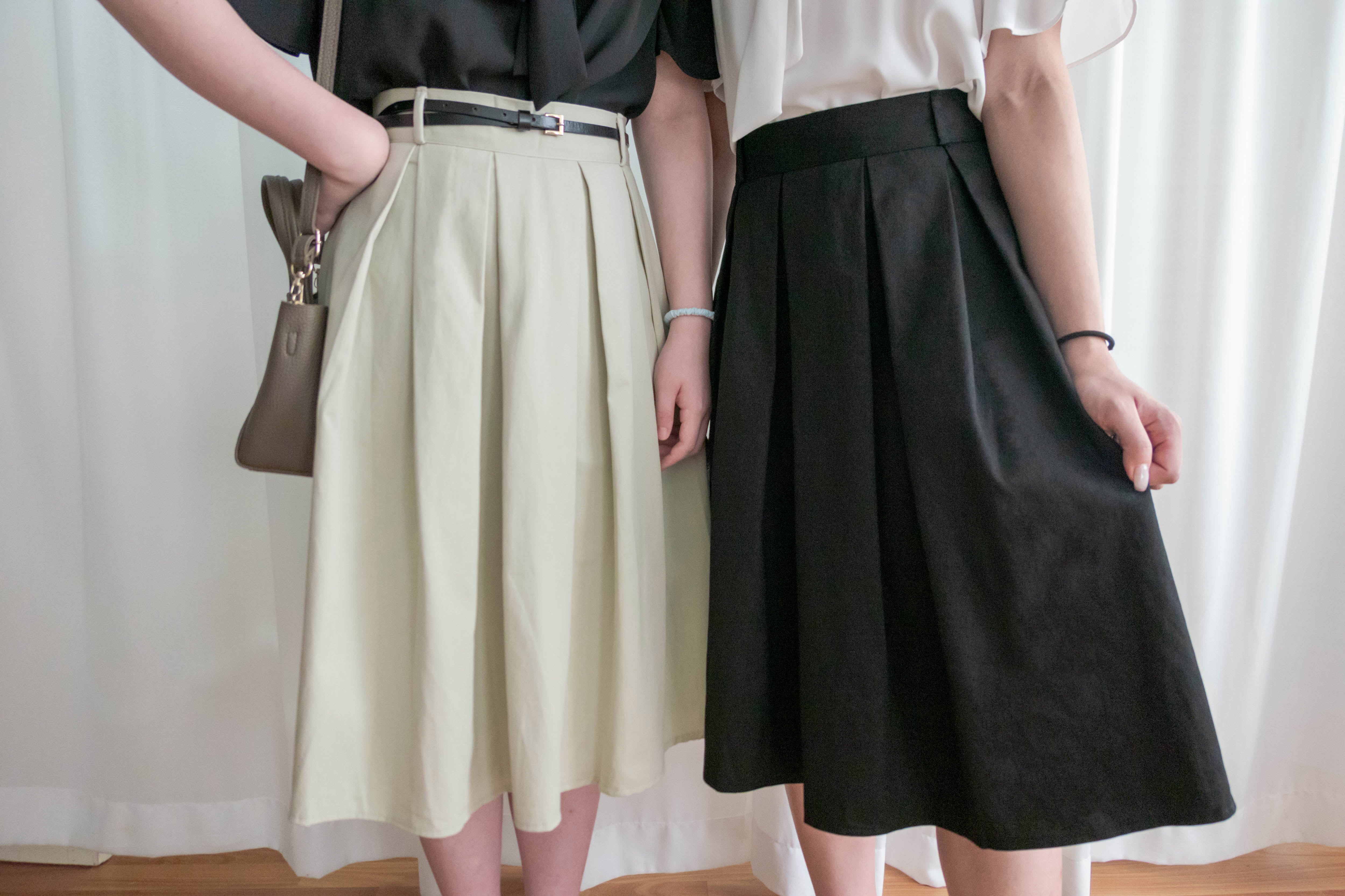 Pleated Midi 百搭純色內百褶中長裙, Skirt/ SK8737