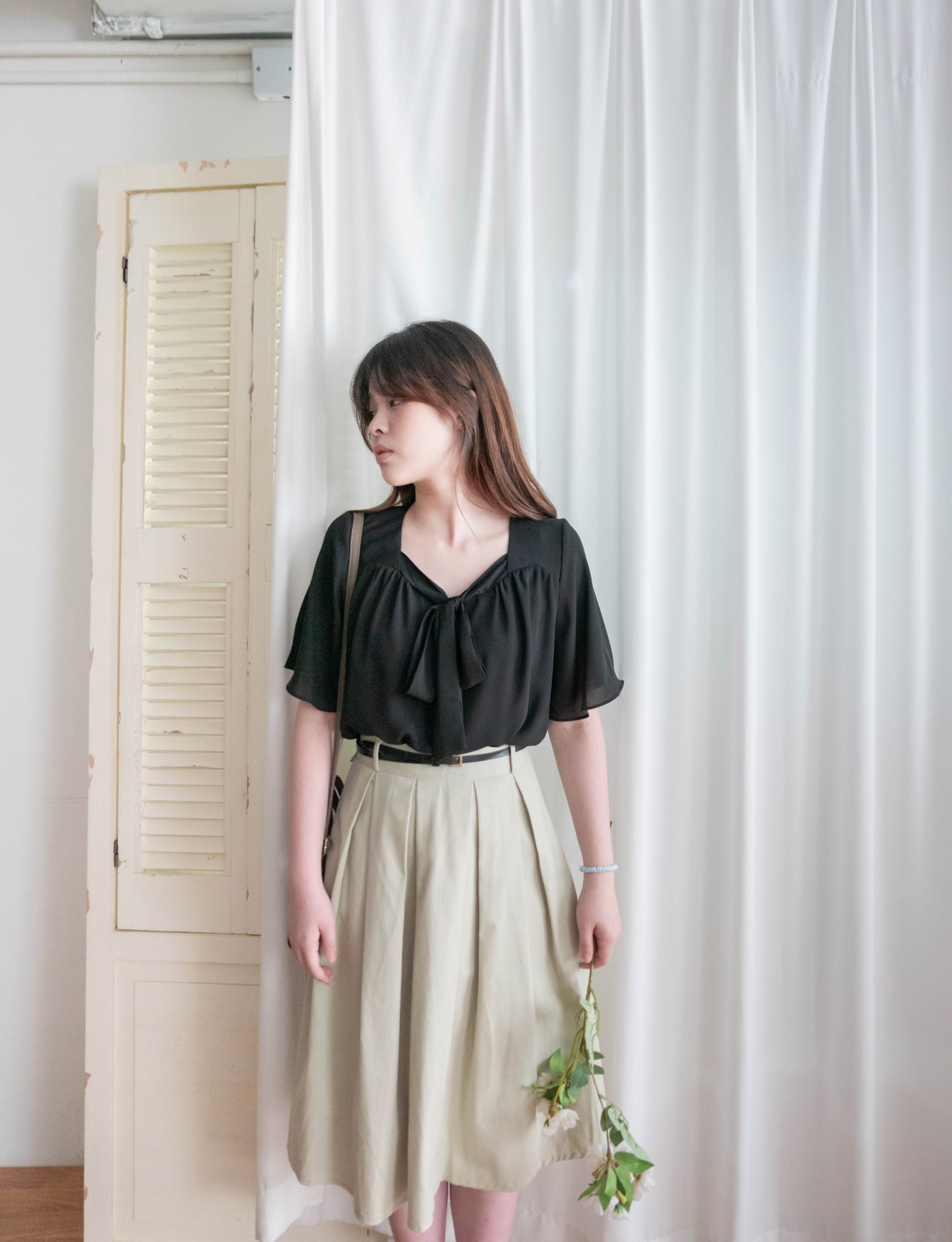 Pleated Midi 百搭純色內百褶中長裙, Skirt/ SK8737