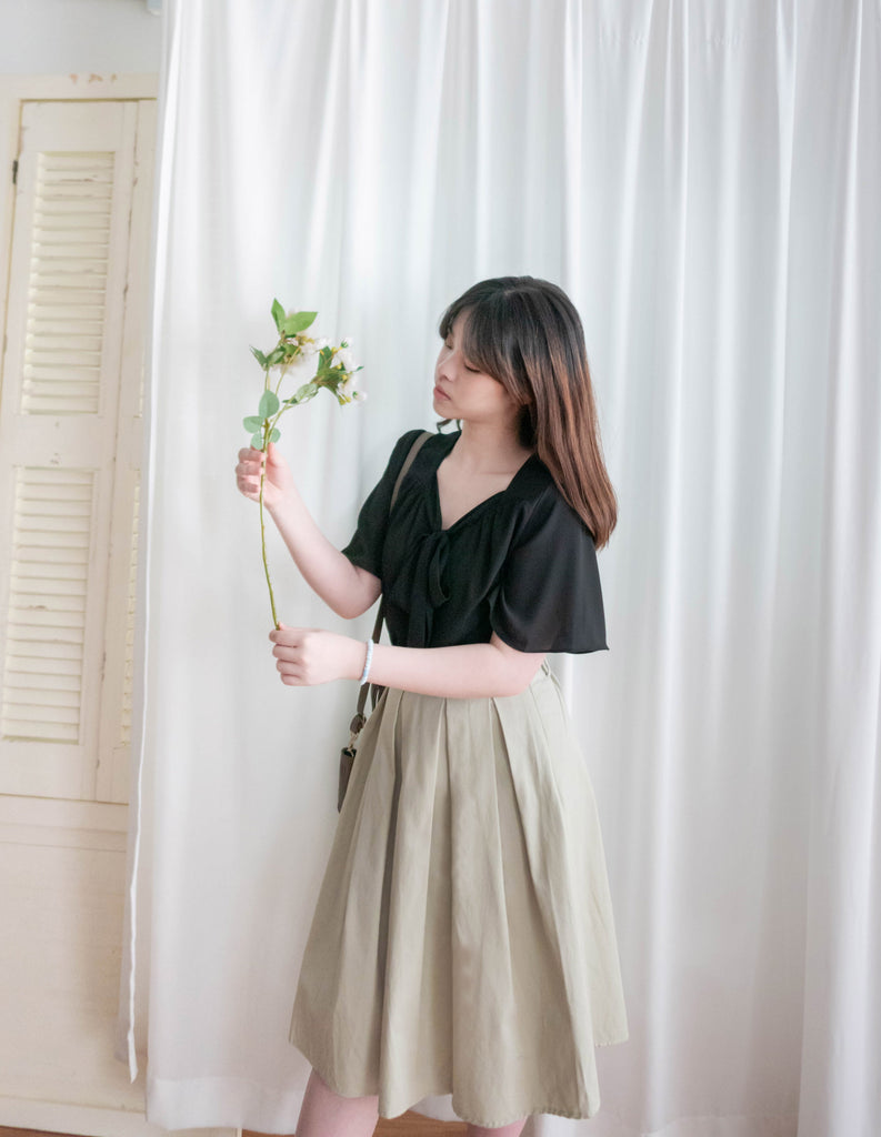 Pleated Midi 百搭純色內百褶中長裙, Skirt/ SK8737