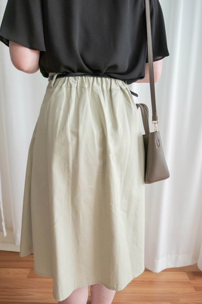 Pleated Midi 百搭純色內百褶中長裙, Skirt/ SK8737