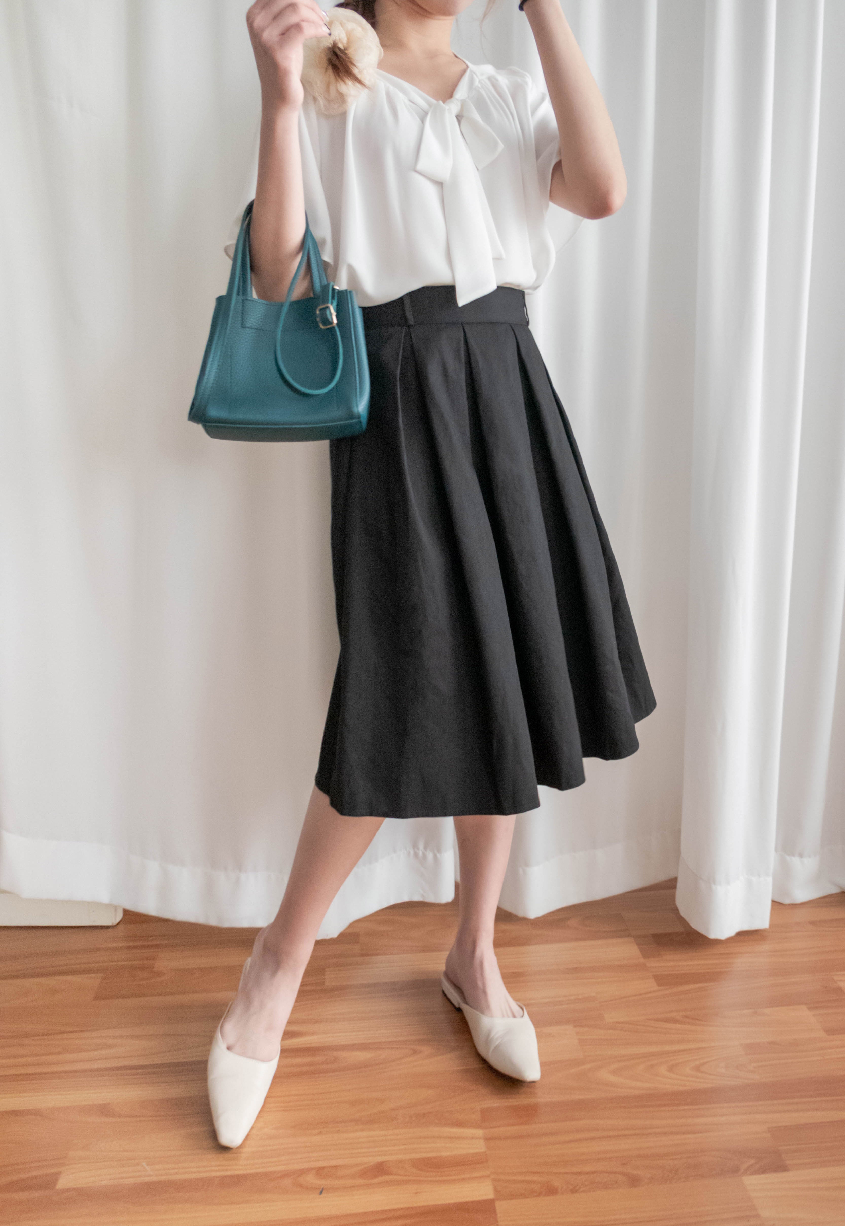 Pleated Midi 百搭純色內百褶中長裙, Skirt/ SK8737