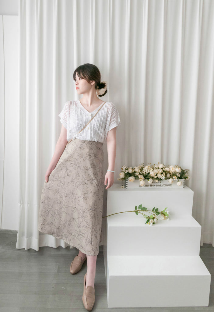Blooming Tulip 優雅線條盛放鬱金香微傘裙, Dress/ SK8738