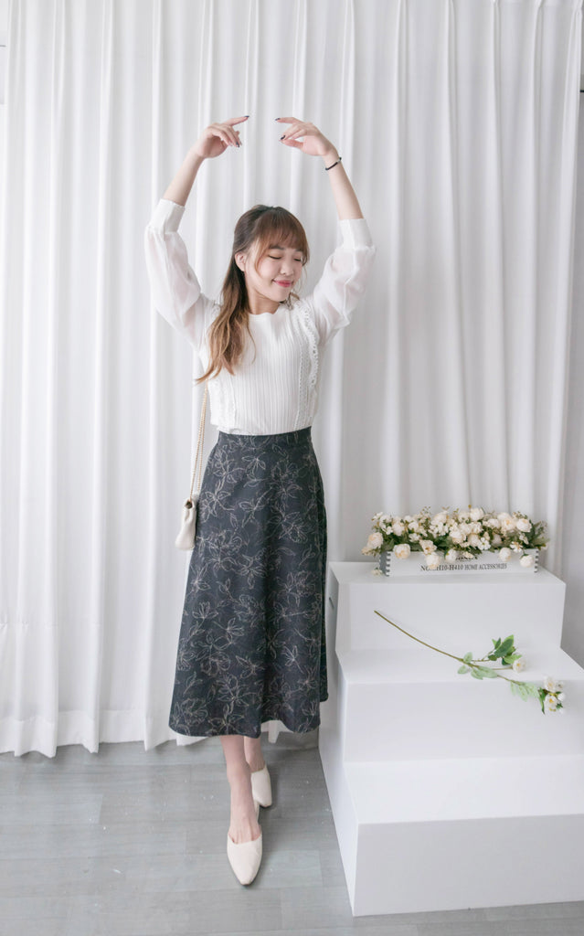 Blooming Tulip 優雅線條盛放鬱金香微傘裙, Dress/ SK8738