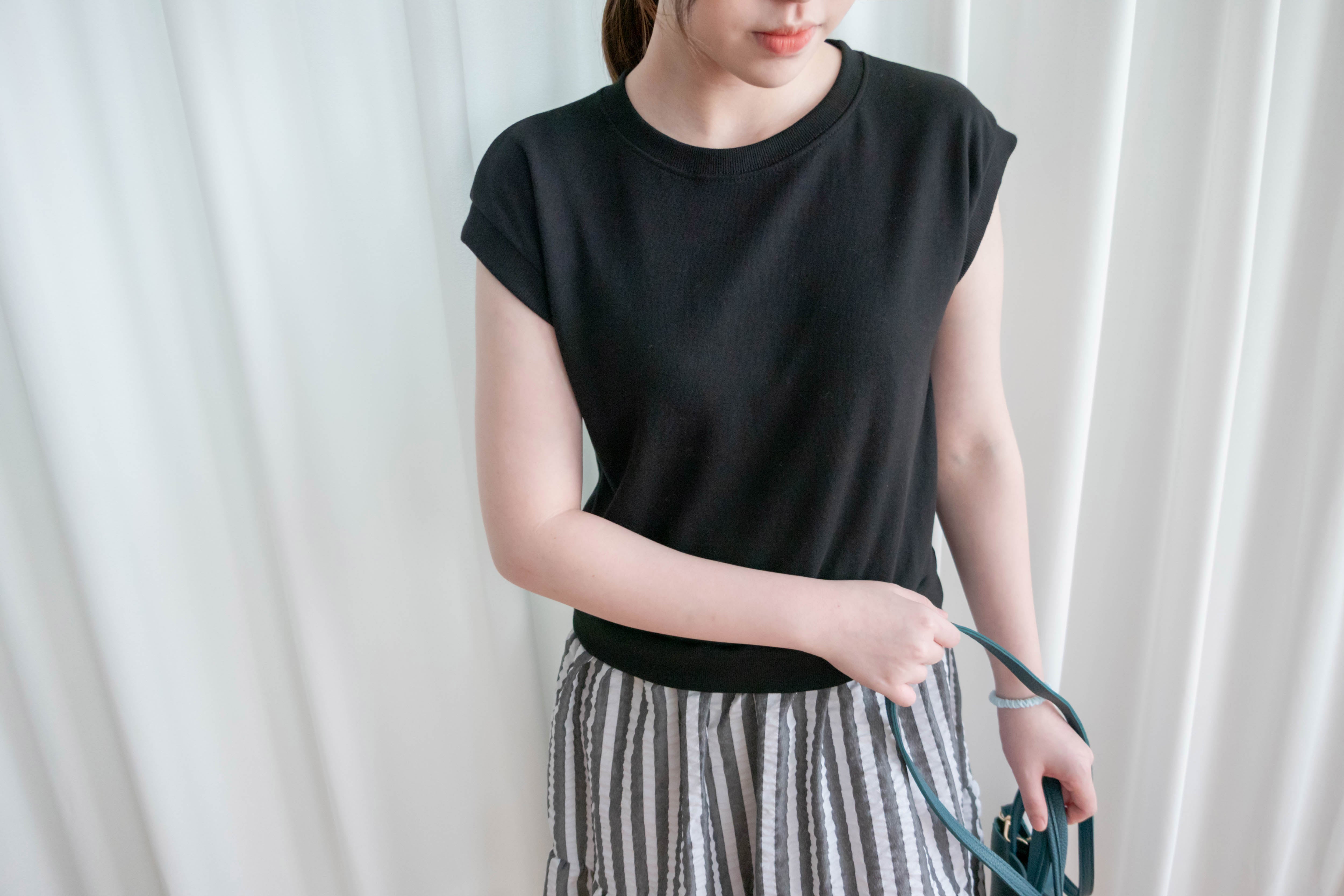 Daily Stripe 黑白條紋假兩件連身裙, Dress/ DS9316