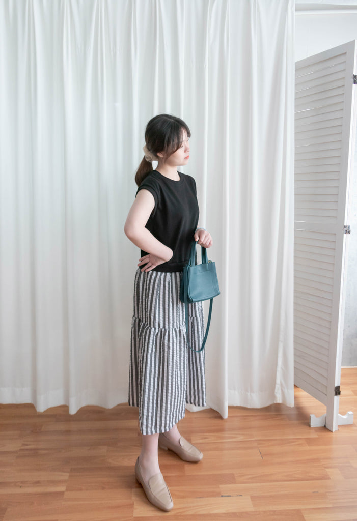 Daily Stripe 黑白條紋假兩件連身裙, Dress/ DS9316