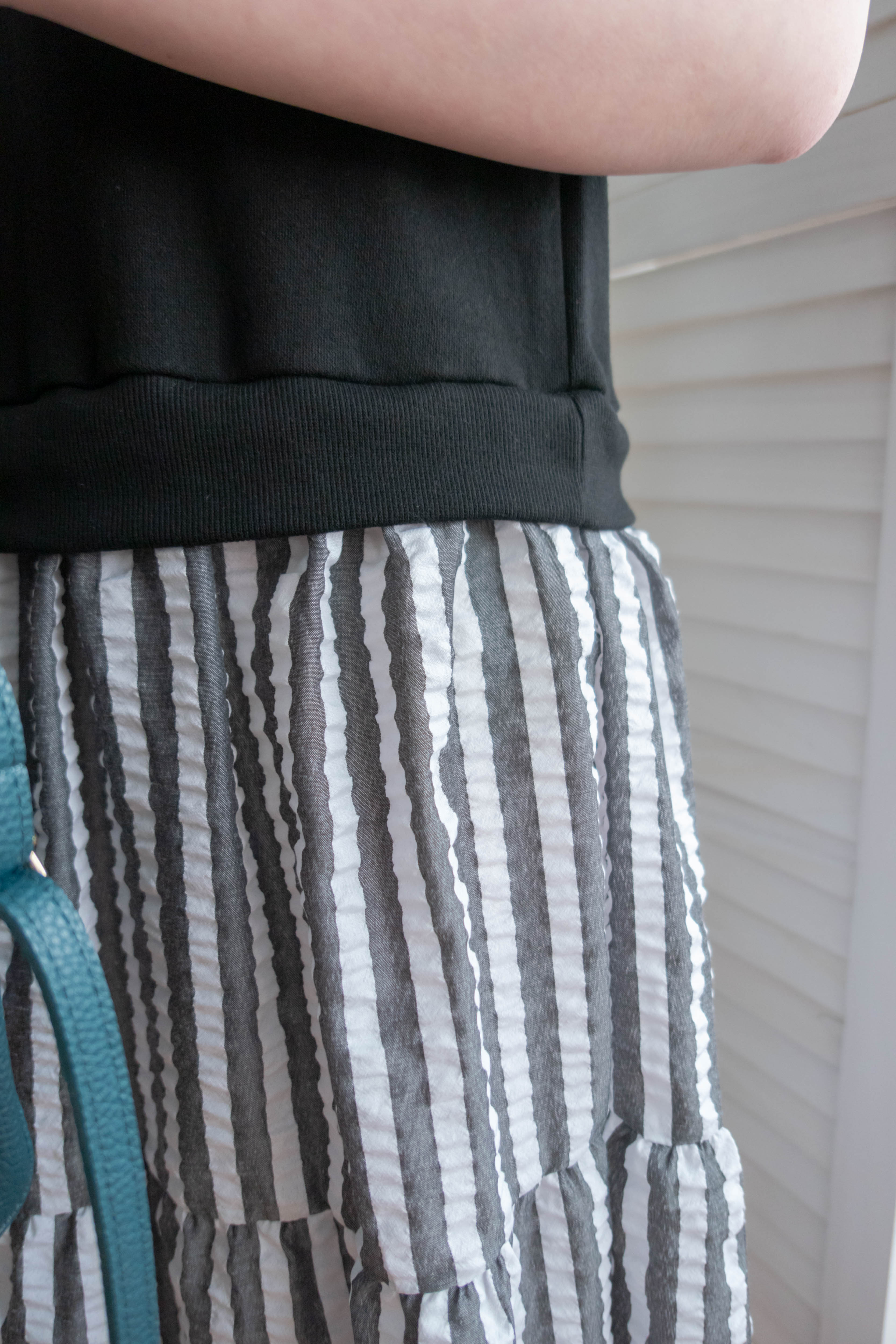 Daily Stripe 黑白條紋假兩件連身裙, Dress/ DS9316