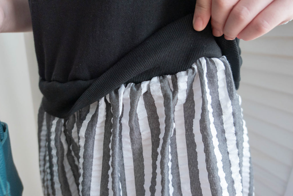 Daily Stripe 黑白條紋假兩件連身裙, Dress/ DS9316