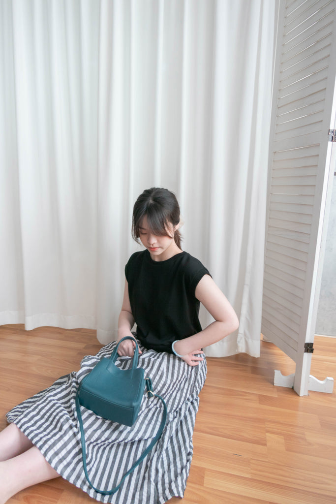 Daily Stripe 黑白條紋假兩件連身裙, Dress/ DS9316
