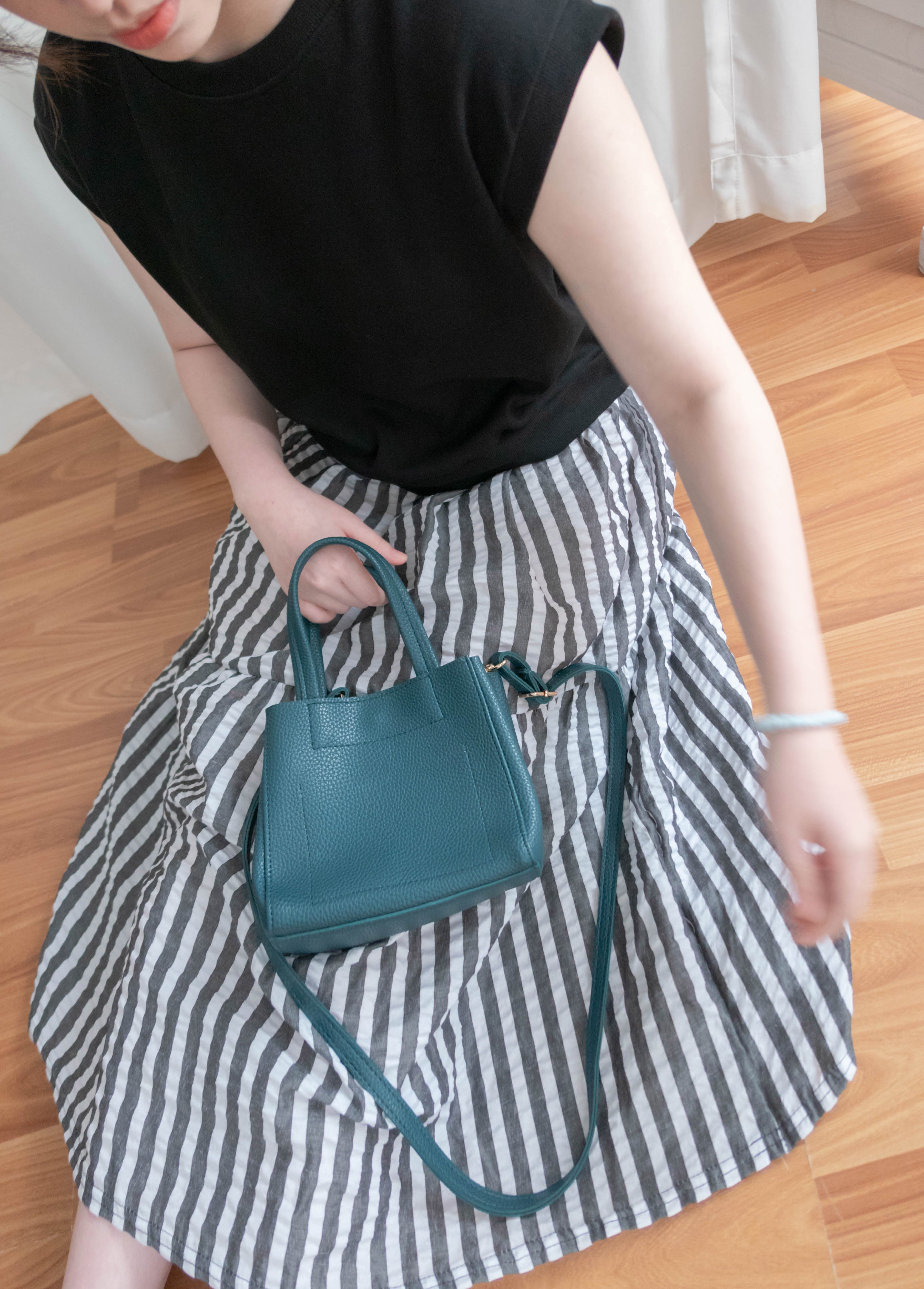 Daily Stripe 黑白條紋假兩件連身裙, Dress/ DS9316