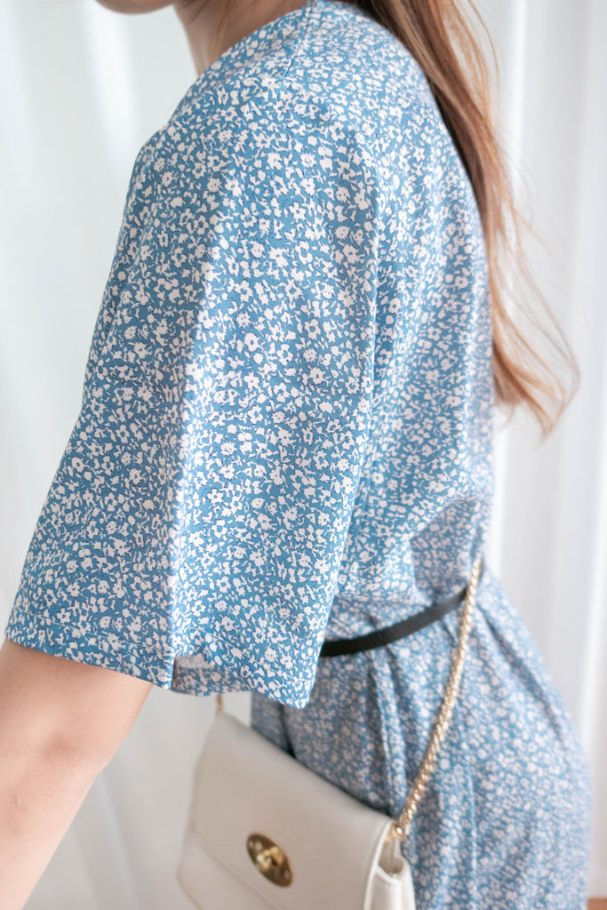 !𝕃𝔸𝕊𝕋 𝔽𝔼𝕎! Babybreath 藍色滿天星印花寬鬆魚尾連身裙, Dress/ DS9318
