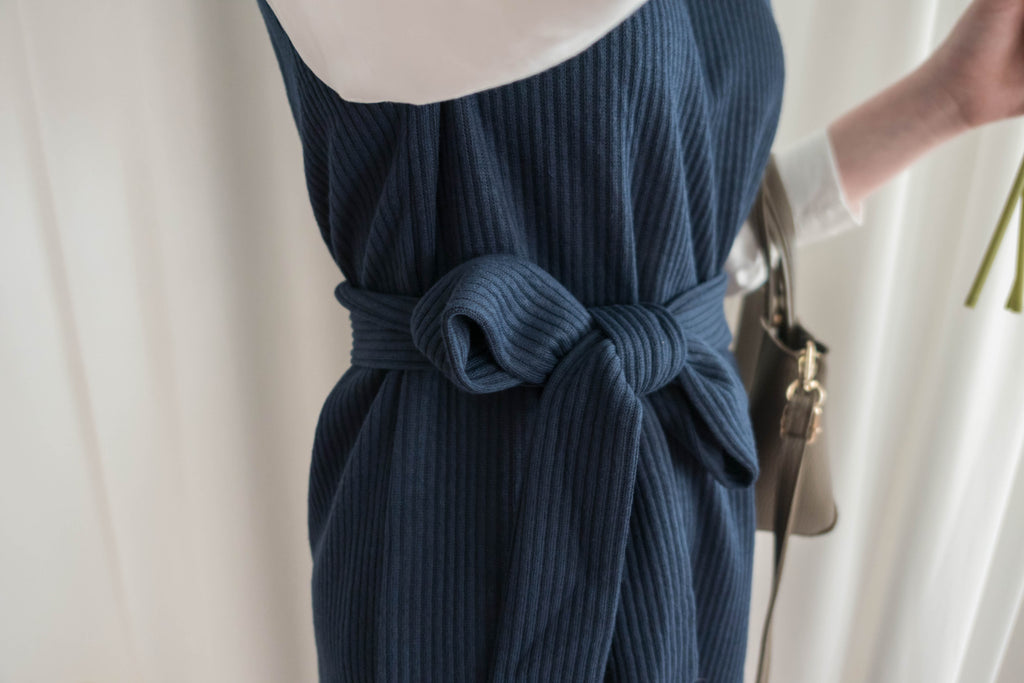Knit Shirt 知性假兩件恤衫加彈性針織背心連身裙, Dress/ DS9326