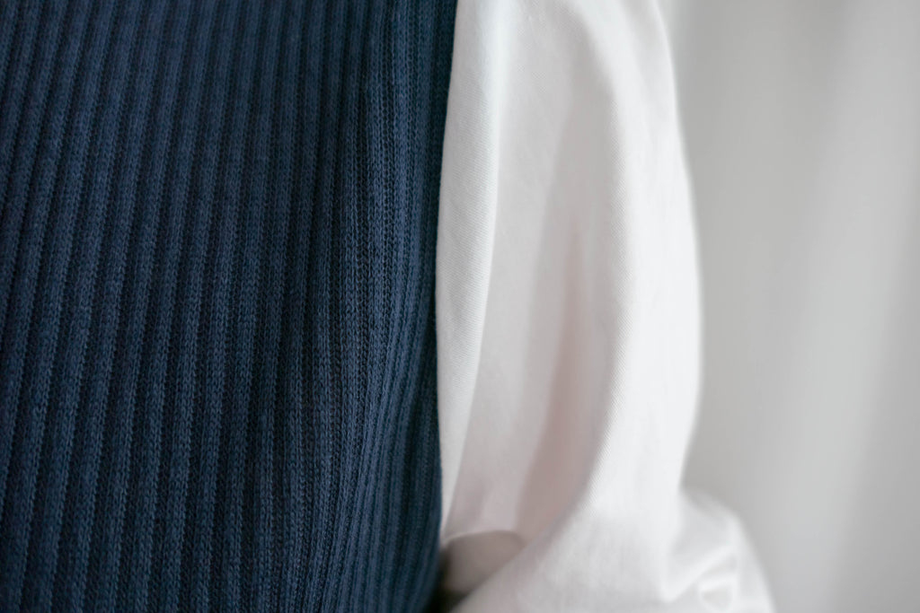 Knit Shirt 知性假兩件恤衫加彈性針織背心連身裙, Dress/ DS9326