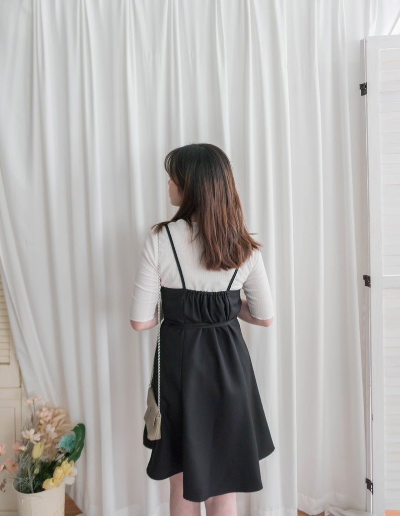 Vest 細帶v領後背橡筋輕優雅吊帶裙, Dress/ DS9323 (優雅混灰色 Grey sold out)