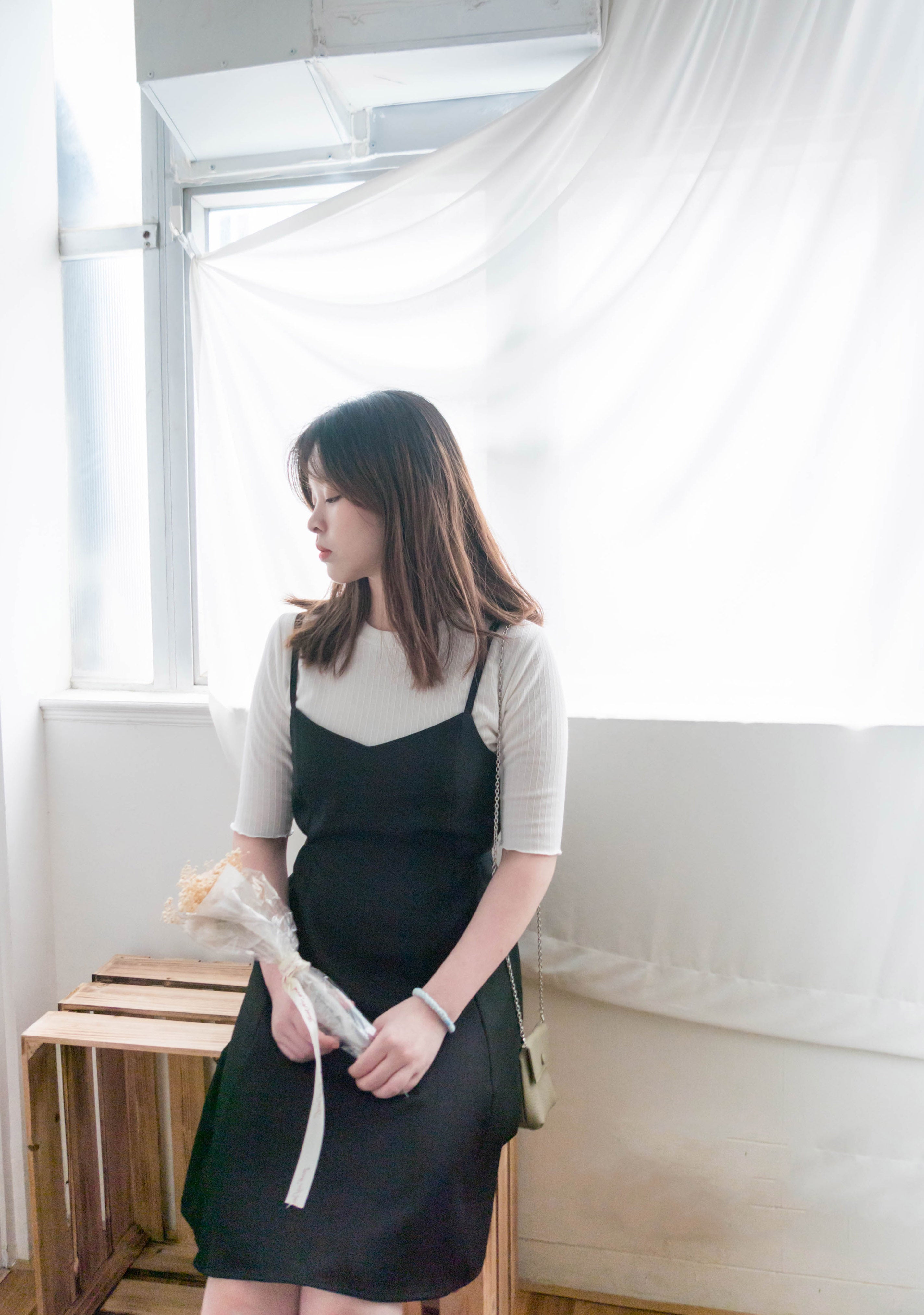 Vest 細帶v領後背橡筋輕優雅吊帶裙, Dress/ DS9323 (優雅混灰色 Grey sold out)