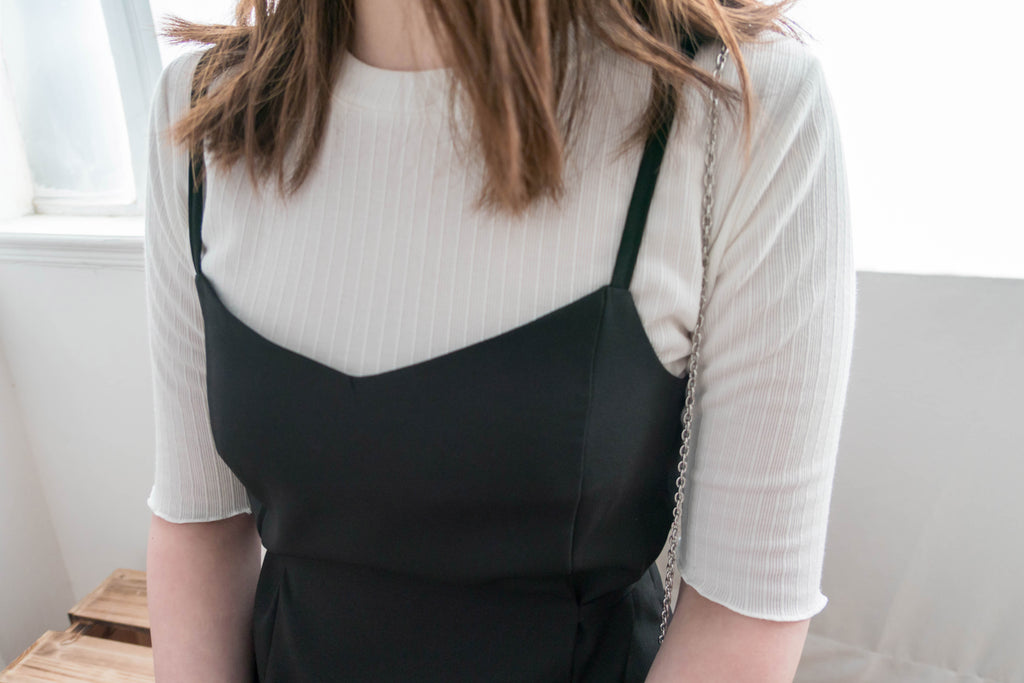 Vest 細帶v領後背橡筋輕優雅吊帶裙, Dress/ DS9323 (優雅混灰色 Grey sold out)
