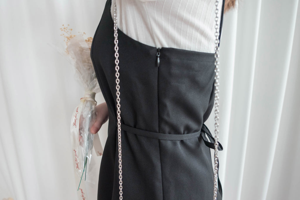 Vest 細帶v領後背橡筋輕優雅吊帶裙, Dress/ DS9323 (優雅混灰色 Grey sold out)