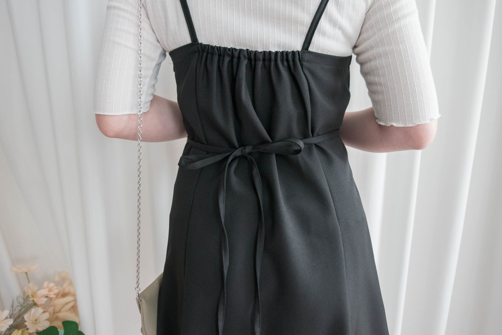 Vest 細帶v領後背橡筋輕優雅吊帶裙, Dress/ DS9323 (優雅混灰色 Grey sold out)