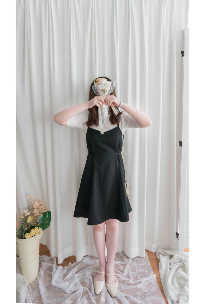 Vest 細帶v領後背橡筋輕優雅吊帶裙, Dress/ DS9323 (優雅混灰色 Grey sold out)