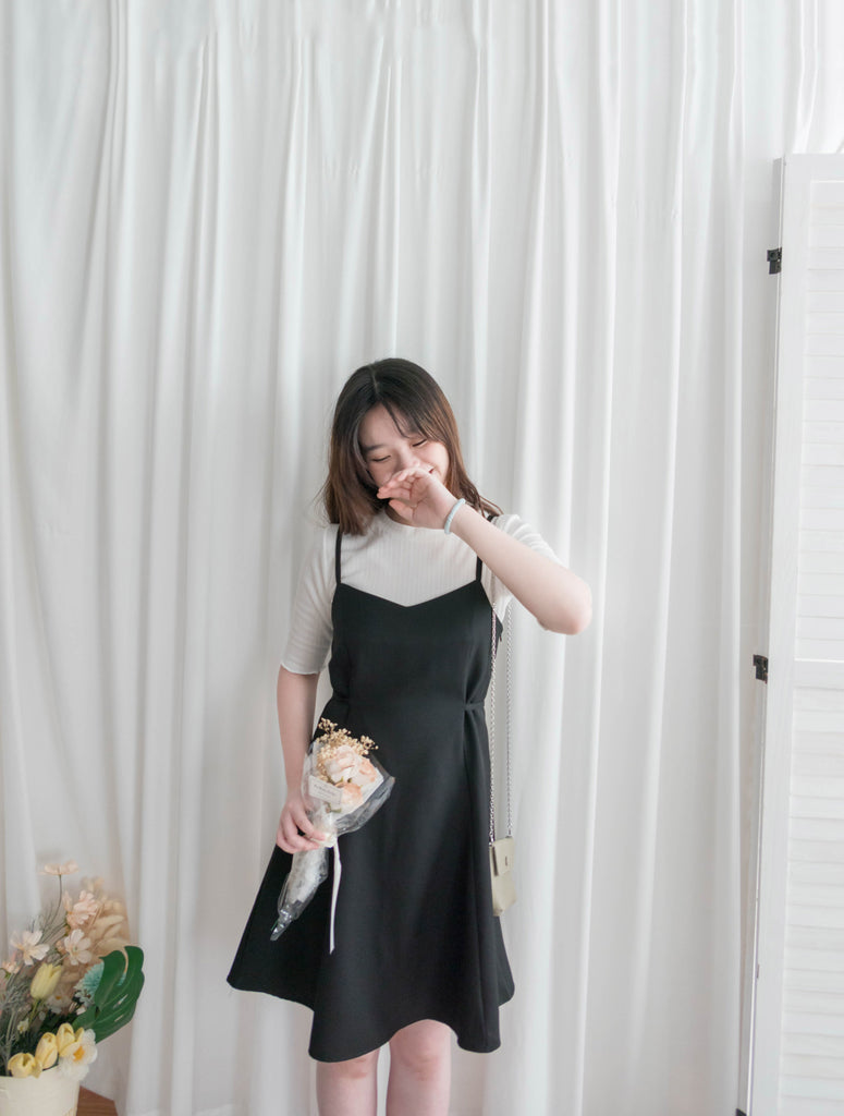 Vest 細帶v領後背橡筋輕優雅吊帶裙, Dress/ DS9323 (優雅混灰色 Grey sold out)