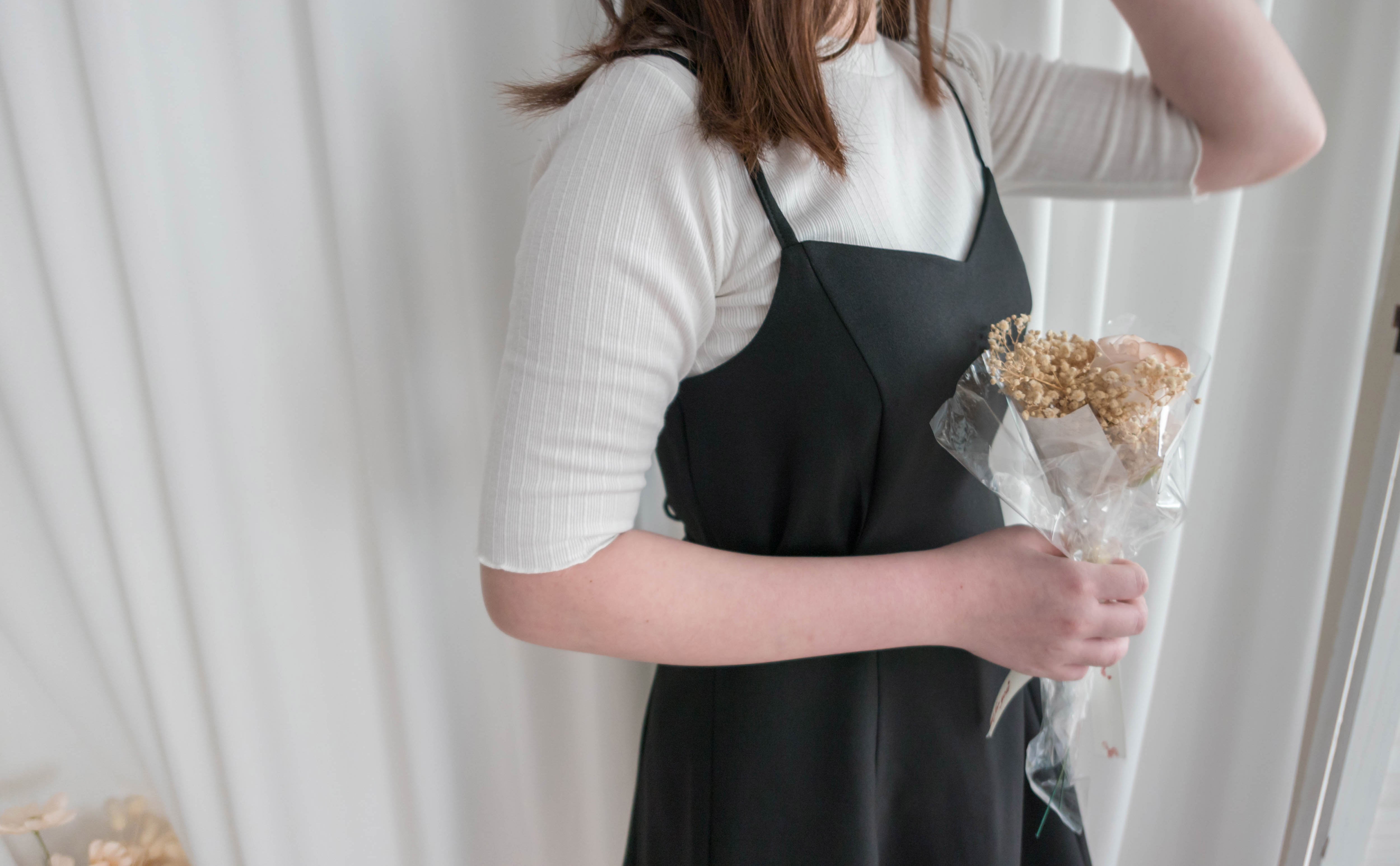 Vest 細帶v領後背橡筋輕優雅吊帶裙, Dress/ DS9323 (優雅混灰色 Grey sold out)
