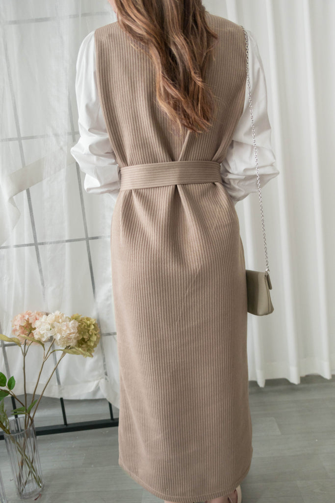Knit Shirt 知性假兩件恤衫加彈性針織背心連身裙, Dress/ DS9326