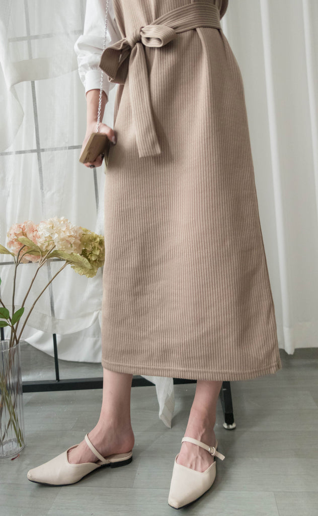 Knit Shirt 知性假兩件恤衫加彈性針織背心連身裙, Dress/ DS9326