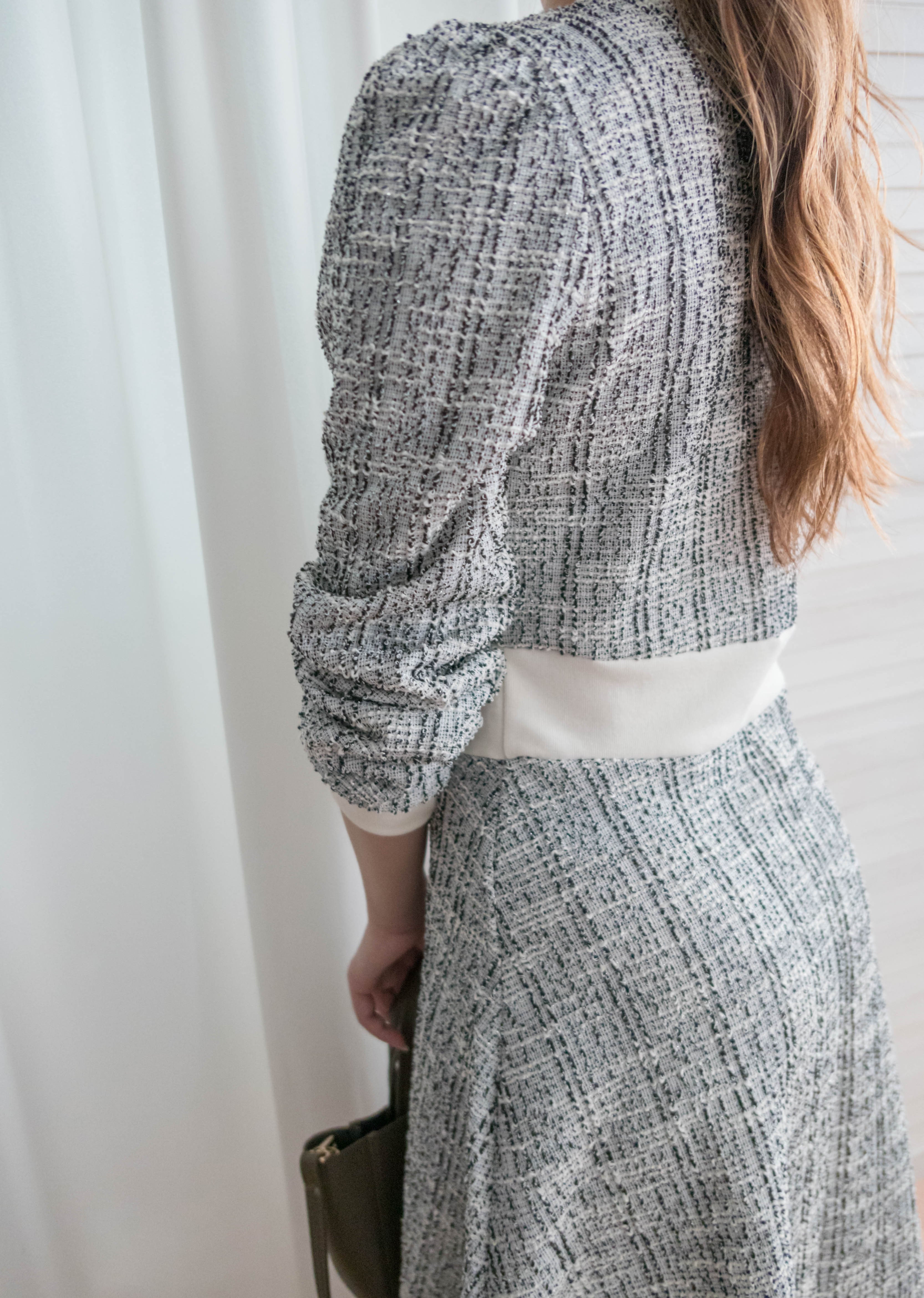 My Coco 十字線混灰細緻金鈕全彈性氣質連身裙, Dress/ DS9327