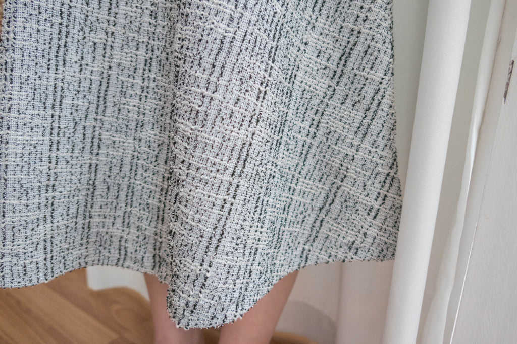 My Coco 十字線混灰細緻金鈕全彈性氣質連身裙, Dress/ DS9327
