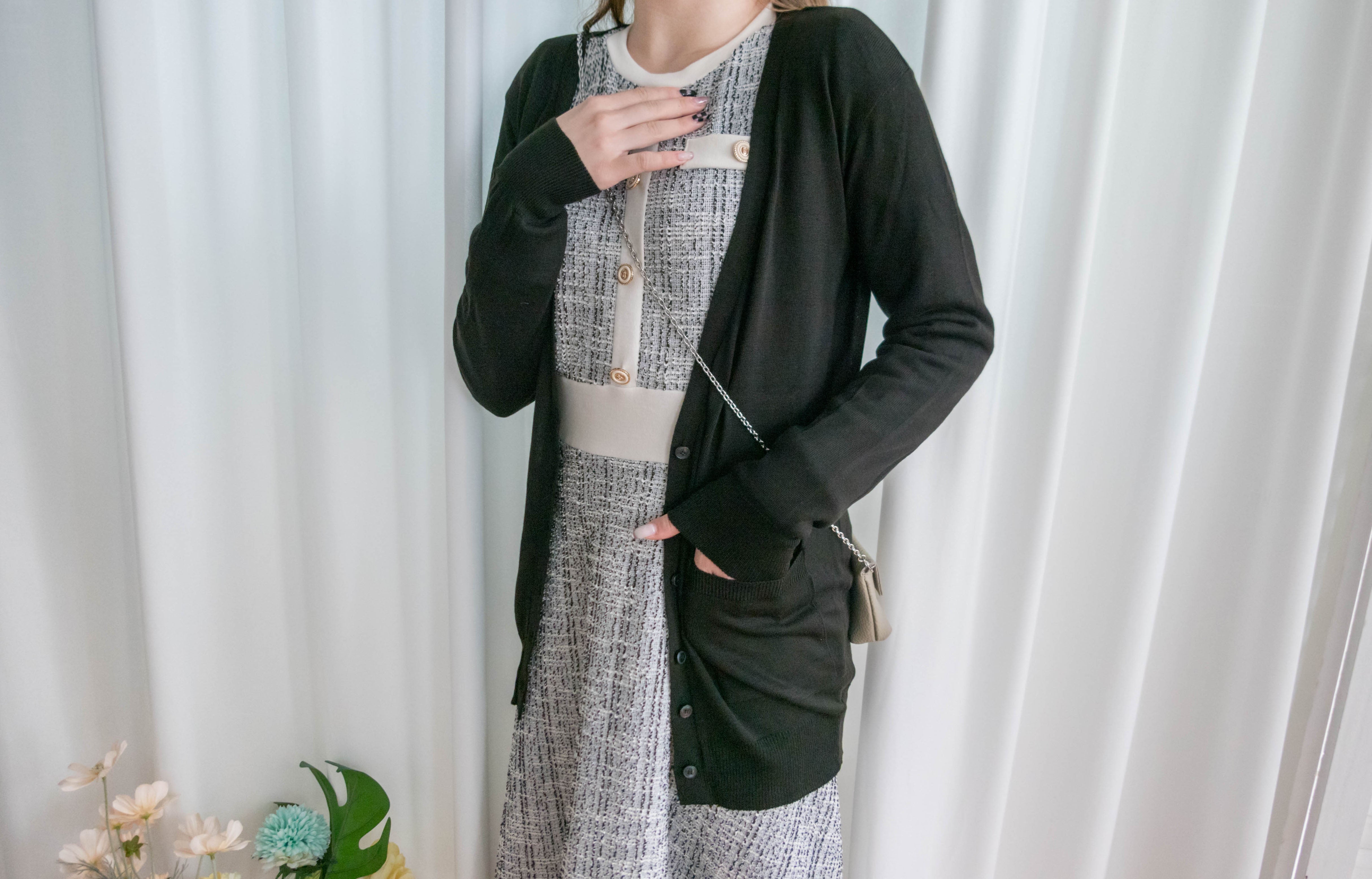 Thin Knit 溫柔百搭雙口袋薄針織中長外套, Cardigan / CD8121 (Wine Darkred sold out)