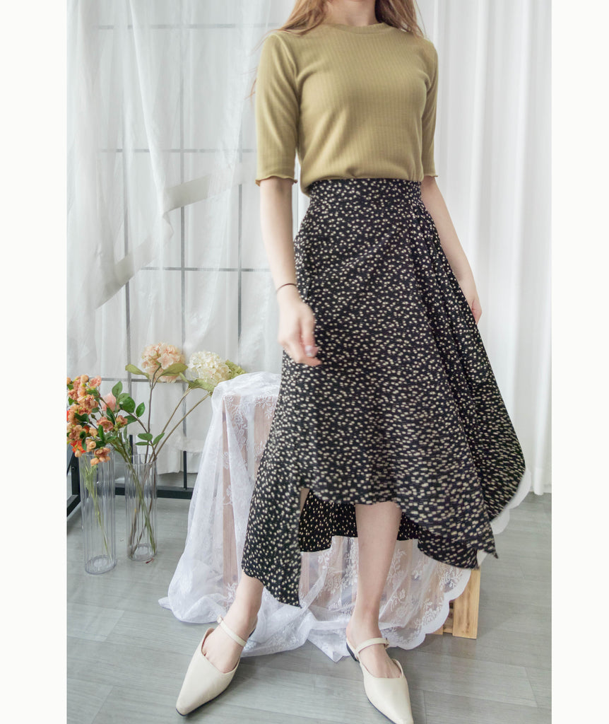 Egg Flower 雪紡雞蛋花側褶疊不規則傘裙, Skirt/ SK8740